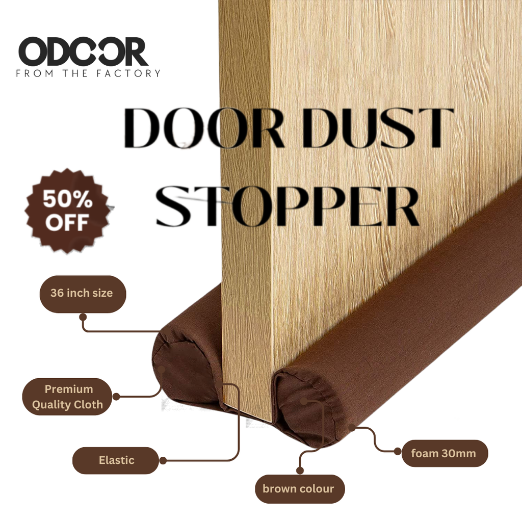 Door gap seal installed beneath a wooden door to help block dust, insects, and drafts